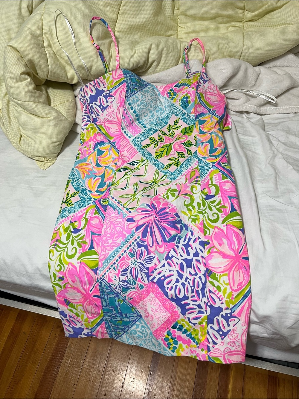 Lilly Pulitzer Pink Blue Green Floral Patchwork Sundress